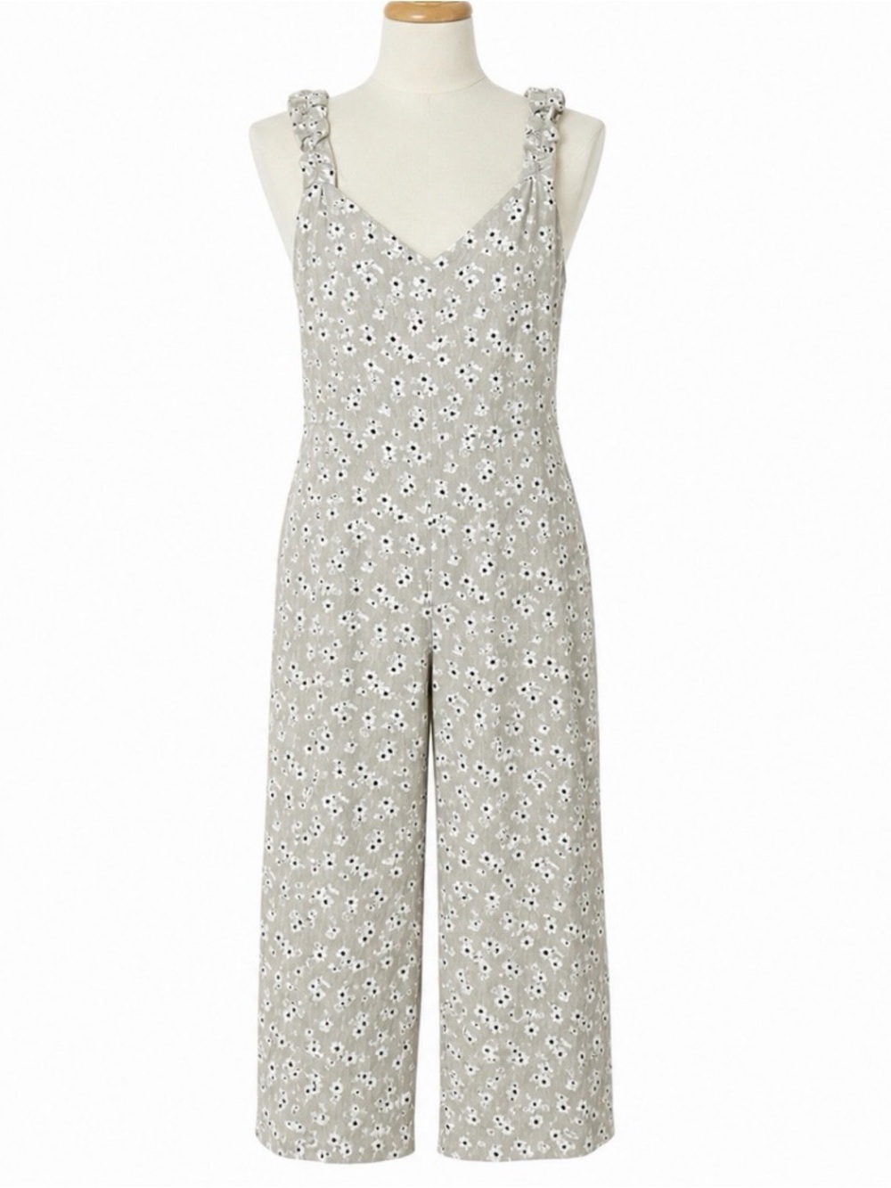 Nasty Gal Size L Daisy Print V Neck Wide Leg Cropped Jumpsuit NWT